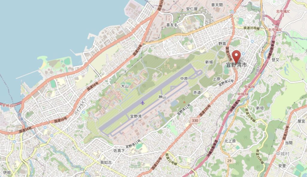 宜野湾市周辺の運転代行対応エリアマップ